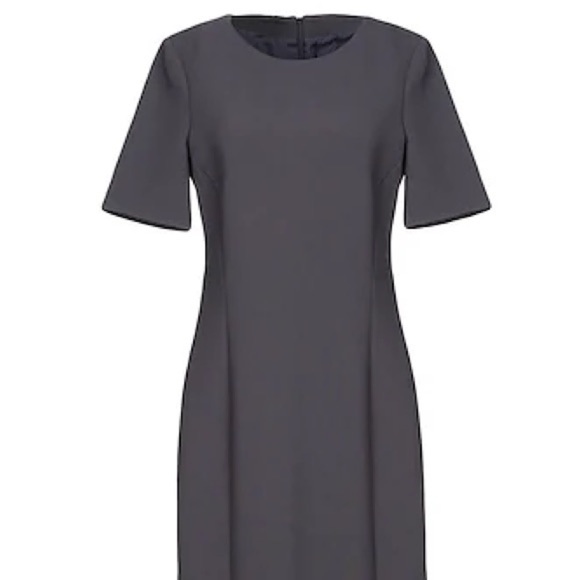 Peserico Textured Charcoal Gray Black Short Sleeve Zip Back Mini Dress Size S - Picture 1 of 9